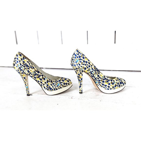 Aldo satin pumps floral high heel peep toe platform heels 37 - Picture 5 of 6
